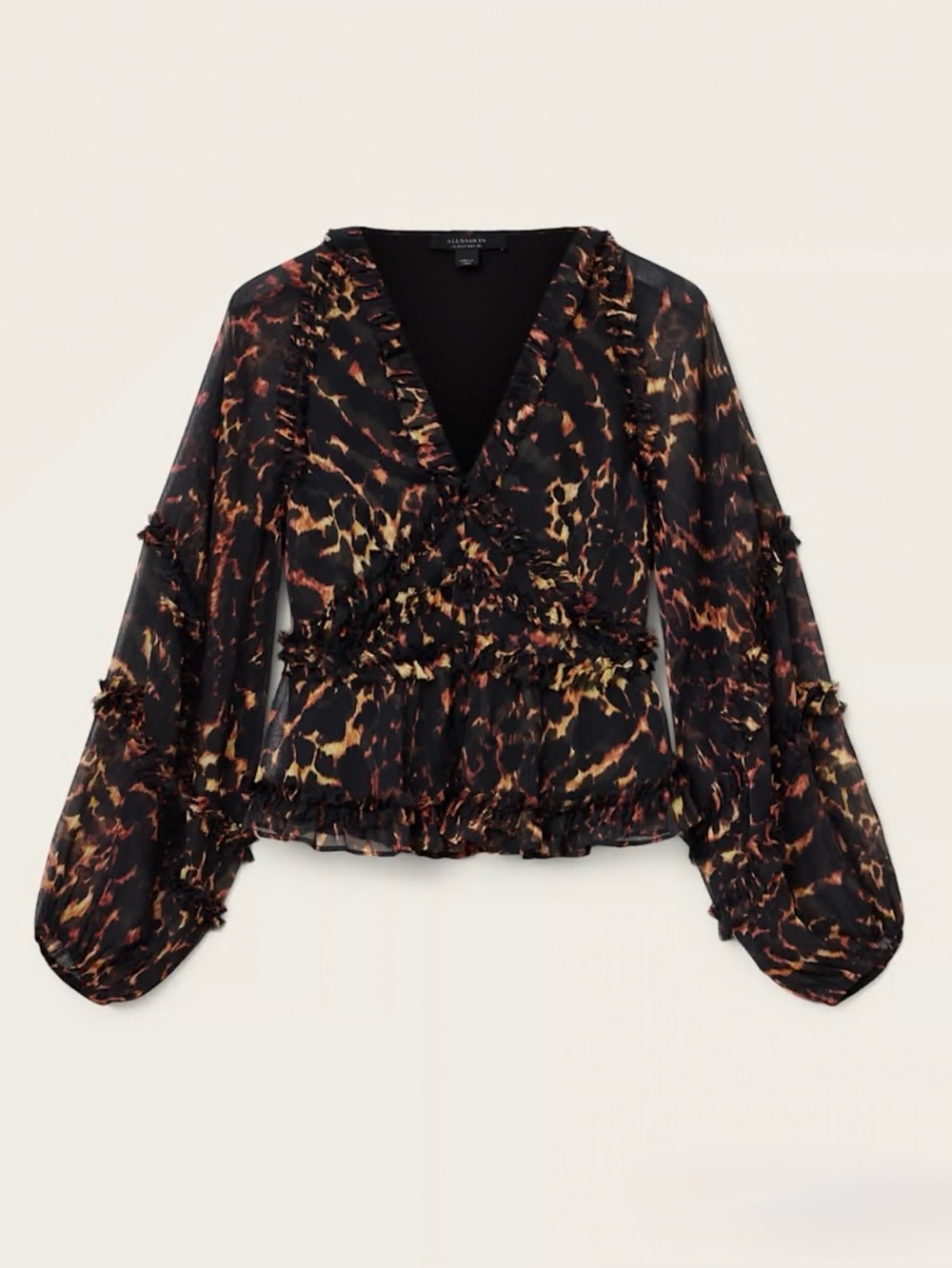 AllSaints Silvie print ruffle top size 4